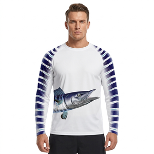 Chemise de pêche Wahoo à manches longues personnalisée par sublimation pour hommes, protection UV UPF 50, respirante, séchage rapide, jersey de pêche performant - Product Image 1