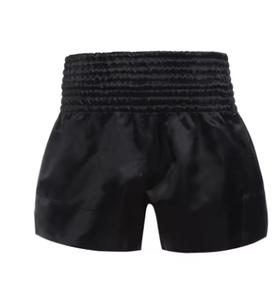 Shorts de boxe noirs pour femmes, coupe régulière, polyester extensible, vêtements d'arts martiaux, taille adulte - Product Image 1