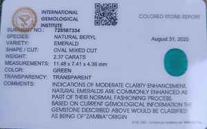 มรกตสีเขียว 2.37 กะรัต จากแซมเบีย พลอยหลวม - Product Image 6
