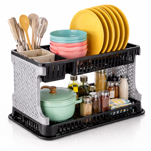 Premium 2-Tier Kitchen <b>Dish</b> Drying <b>Rack</b> with Drain Tray & Utensil Holder – Space Saving Organizer - Product Image 1