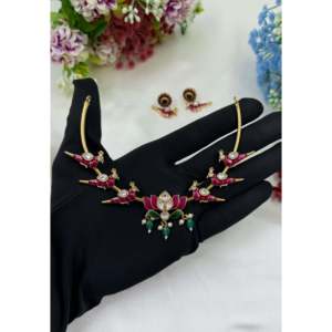 Indian Ethnic Tara Traditional Hasli Necklace-Gold Plated Imitation Jewelry Set - Product Image 2