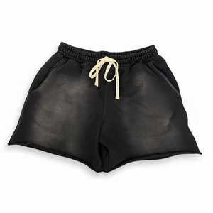 Shorts en coton délavé vintage pour homme, coupe déchirée, impression en relief, shorts d'été délavés à l'acide, respirants - Product Image 1