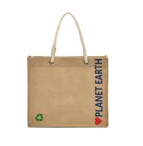 Sac fourre-tout en jute personnalisé en gros, durable, réutilisable, écologique, avec longues poignées - Product Image 3