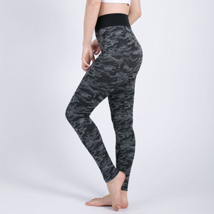 Leggings taille haute gris dégradé mélangé pour femmes en Spandex/Polyester, antibactériens, pour le yoga et le fitness - Product Image 4