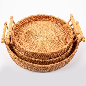 Plateaux à burgers en rotin style rustique, prix de gros, plateau de service pour la maison et la décoration des restaurants - Product Image 1