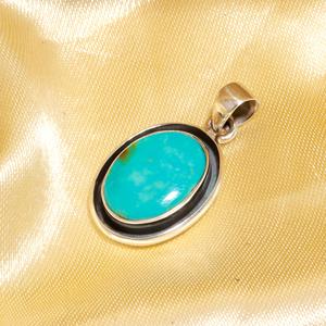 Auténtico Colgante Ovalado de Turquesa de Arizona, Plata de Ley 925, Hecho a Mano, Joyería Fina al por Mayor para Mujer - Product Image 3