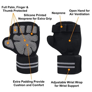 Guantes de Gimnasio Unisex al por Mayor con Protección Completa de la Palma y Soporte para Muñeca, para Levantamiento de Pesas, Powerlifting y Entrenamiento - Product Image 4