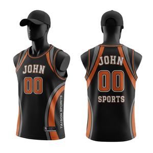 Camiseta de Baloncesto para Hombre, Malla Transpirable GSM, Poliéster, Negro, Naranja, Gris, Panel Lateral en Contraste, Logotipo Personalizado por Sublimación, Uniforme de Equipo - Product Image 1