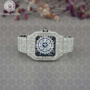 Charm_Jewells Luxury Women's Square Stainless Steel <b>Watch</b> <b>Diamond</b> Encrusted Analog Quartz Movement Folding Clasp 30mm Dial - Product Image 2
