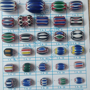 Perles de verre chevron mélangées personnalisées, perles africaines multicouches en forme de canne, perles intercalaires lâches pour la fabrication de bracelets DIY - Product Image 1