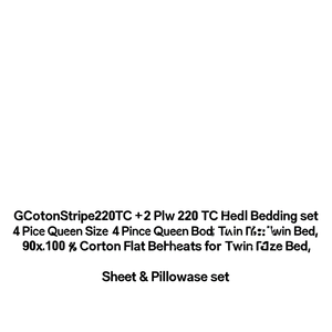 GCottonStripe220TC +2 Plw 220 TC Hotel Bedding Set 4 Piece <b>Queen</b> Size 90x100 Inch Cotton Flat <b>Bed</b> <b>Sheets</b> for Twin Size <b>Bed</b> - Product Image 2