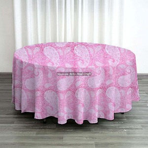 Mantel de Algodón Lavable para Comedor, Mantel Redondo de Algodón de Primera Calidad con Estampado a Mano - Product Image 3