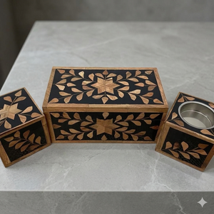 Ramadan <b>Eid</b> Religious <b>Gifts</b> Sets Pearl Sandalwood Incense Bakhoor Burner Inlay <b>Box</b> Set Fragrant Resin Censer - Product Image 1
