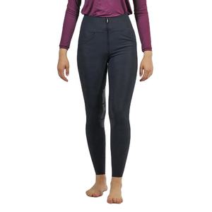 Pantalones de equitación de cintura alta para mujer, color verde oliva, elásticos en cuatro direcciones, cierre de botón, color sólido, tejido de algodón y spandex - Product Image 5