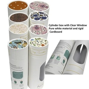 Caja cilíndrica de cartón con logotipo personalizado, embalaje biodegradable en tubo de papel, caja redonda ecológica de kraft para bufandas y pañuelos con expositor. - Product Image 5