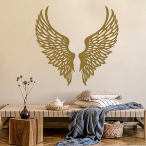 Décoration murale en métal découpé au laser, ailes d'ange, art mural décoratif moderne pour salon, chambre, hôtel - Product Image 3