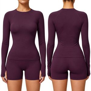Two Tone Pink Charcoal Gym Shirts Durable Spandex Blend Crewneck Long Raglan Sleeve Quick Dry Breathable Active <b>Tops</b> - Product Image 5