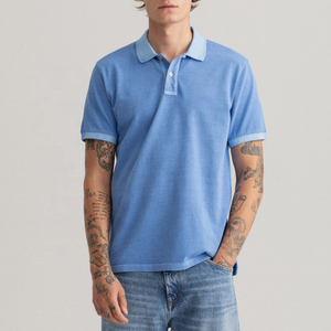 Chemise pour homme à manches courtes boutonnée, coupe classique, tricotée, 200g, 60% coton + 40% polyester, noire, FMF Polo Shirts - Product Image 1