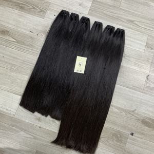 Extensiones de cabello humano vietnamita suave Paquete de cabello negro azabache trama de máquina dibujada doble de cabello humano crudo 100% - Product Image 4