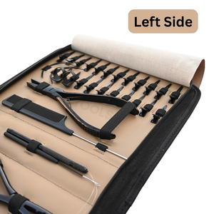 Kit d'outils professionnels pour extensions de cheveux noir avec outil de sertissage à micro-perles, pince de retrait de perles, crochet de tirage de fil et pinces - Product Image 4