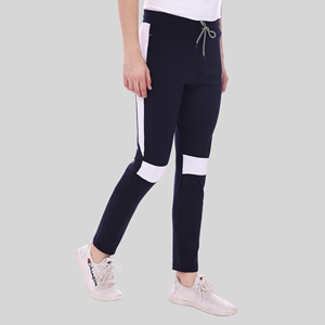 Pantalon de survêtement sport bleu quatre directions avec bande latérale, logo personnalisable, impression HD, délavage coloré, 100 % polyester, séchage rapide, tailles homme M/L/XL - Product Image 4