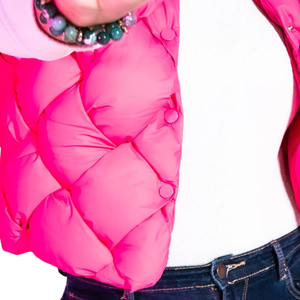 Gilet matelassé rose pour femme, sans manches, léger, chaud, décontracté, pour l'hiver, mode, extérieur, superposition - Product Image 4