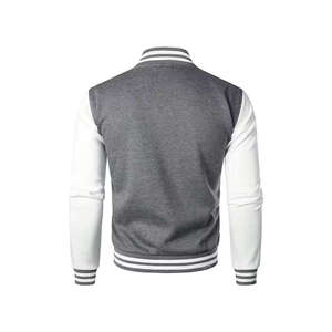 Blouson universitaire homme 2026 entièrement personnalisé, couleur gris uni, style Letterman, col montant, léger - Product Image 3