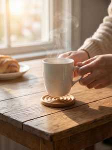Custom Vintage Bamboo Wooden <b>Drink</b> <b>Coasters</b> Absorbent <b>Coaster</b> Set <b>for</b> Kitchen Dining Room Coffee Tea Wedding Use - Product Image 2