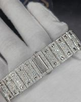 Montre de luxe SHREYA DIAM pour homme, rectangulaire, en acier inoxydable, analogique, avec cristaux, 46 mm, chiffres romains, diamants, bracelet à fermoir déployant