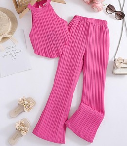 Conjunto de Ropa Infantil Otoñal Vintage para Niñas, Incluye Blusa de Manga Corta con Botones y Conjunto para Bebé Niña - Product Image 3