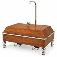 Chauffe-plat de luxe durable en bois isolé avec couvercle en acier inoxydable et support décoratif en métal (Écologique)