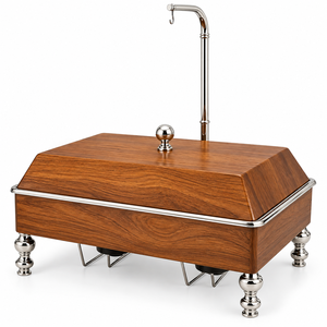 Luxury Insulated Wooden Casserole <b>Food</b> <b>Warmer</b> with Stainless Steel Cover Metal Frame Decorative Stand (Eco-Friendly) - Product Image 2