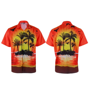 เสื้อเชิ้ตฮาวายผู้ชาย ลายพิมพ์เขตร้อน แขนสั้น ติดกระดุม สวมใส่สบายๆ สำหรับฤดูร้อน ชายหาด และวันหยุด - Product Image 2