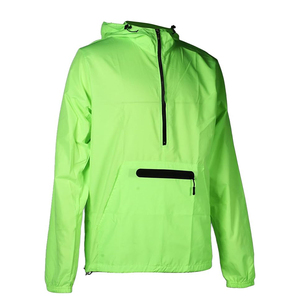 Men's Lightweight Waterproof <b>Running</b> <b>Jacket</b> <b>Reflective</b> Colour Breathable Quarter Zipper Pocket With Adjustable Drawstring - Product Image 2