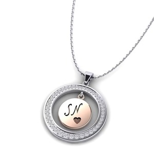 จี้ห้อยคอเงินแท้ 925 ประดับมอสซาไนต์ รุ่น Initial SN Charm พร้อมสร้อยคอวงกลมคริสตัล เครื่องประดับโรแมนติกสำหรับทุกเพศ - Product Image 2
