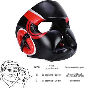 Nouveauté : Protège-têtes en cuir - Casque de kickboxing - Protection intégrale du menton - Casque de boxe personnalisé imprimé - Portable - Product Image 2