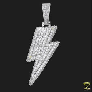 Premium Iced Out Lightning Pendant With Hand Set Moissanite Diamond and 925 Sterling <b>Silver</b> Necklace - Product Image 2