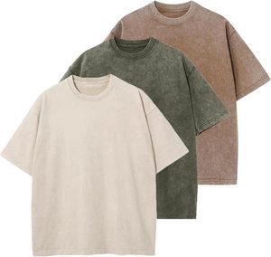 เสื้อยืดคอกลมทรงโอเวอร์ไซส์ 230GSM คุณภาพสูง ผ่านกระบวนการ Acid Wash ผลิตจากผ้าฝ้าย 100% ขายส่ง เสื้อยืดทรงวินเทจไหล่ตกสำหรับผู้ชาย - Product Image 4