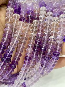 Cuentas de piedras preciosas Rondelle, cuarzo amatista rosa natural con tonalidades, facetadas, de 8 mm, hilo de 8 pulgadas - Product Image 4