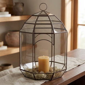 Maceta Colgante de Diseño Único, Terrario de Vidrio Transparente y Marco de Metal Negro, Planta Suculenta, Jardín de Hadas en Miniatura para Ventana - Product Image 5
