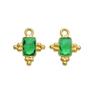 <b>Emerald</b> Quartz 5x3 MM Gemstone Charms <b>Pendant</b> – Rectangle Crystal Connectors for Jewelry Making - Product Image 1