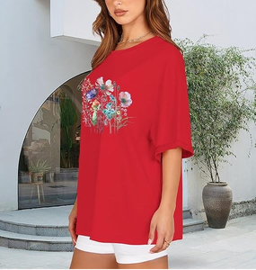 T-shirt pour femme de haute qualité, 100% coton, respirant, épais, surdimensionné, imprimé sur mesure, décontracté, pour la saison printanière - Product Image 6