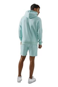 Sweat-shirt à capuche et short de survêtement assorti pour homme, couleur vert menthe unie, logo personnalisé, OEM ODM - Product Image 2