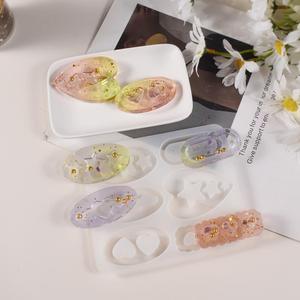 Love Star Six Barrettes Quicksand Pendant Hair Accessories Patch Epoxy Resin <b>Silicone</b> Mold - Product Image 4