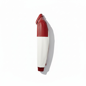 Custom <b>red</b> and white Biker <b>Leather</b> <b>Jacket</b> <b>Men</b> Genuine <b>Leather</b> OEM Manufacturer Wholesale Supplier - Product Image 4