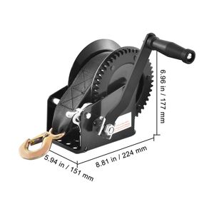 Treuil manuel robuste de 1600 lb avec sangle en polyester de 33 pieds et cliquet bidirectionnel pour remorque de bateau – Treuil à manivelle bidirectionnel - Product Image 3