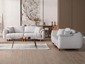 Luxury Solid Teak <b>Wood</b> <b>Sofa</b> Set Modern Light Gray 3 2 1 1 Seater Curved <b>Sofa</b> Coffee Table Japandi Villa Living Room Furniture - Product Image 2