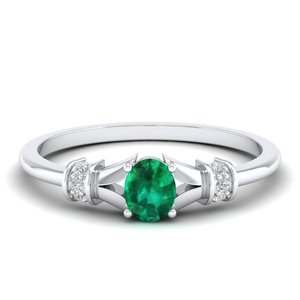 REYES Custom Made 925 Sterling <b>Silver</b> GRA Certified Moissanite <b>Ring</b> With Oval Cut 0.35Ct Green <b>Emerald</b> Gemstone Engagement <b>Rings</b> - Product Image 1