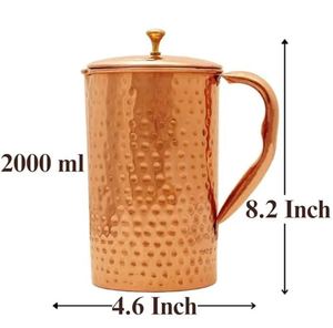 <b>Copper</b> water pot set for refined family dining water serving metal set with glasses durable reusable kitchen serving - Product Image 2