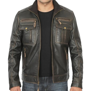 Vestes en cuir pour hommes à manches longues, prix de gros, 100% cuir PU, cuir écologique, manteaux d'extérieur pour adultes et garçons - Product Image 6